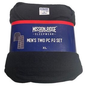MISSION RIDGE Men’s 2‎ Piece Pajama Set Size XL Black & Gray